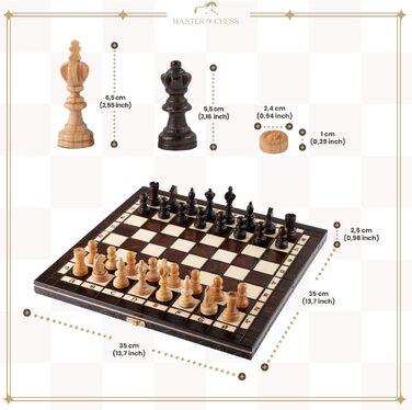 Шахи та шашки Master of Chess Olympic 35 см, турнірний набір з дерева, вишня, для дорослих і дітей