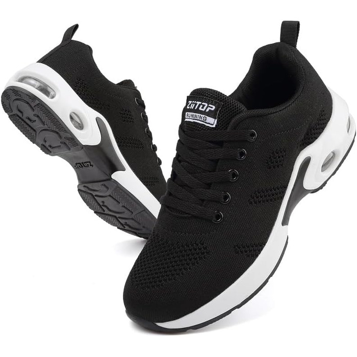 Жіночі кросівки для бігу та ходьби: дихаючі, з підошвою-подушкою, спортивні, фітнес, outdoor (чорно-білі, 40 EU)