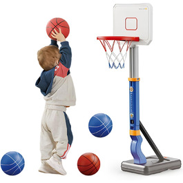 Баскетбольний кошик Kinder з регулюванням висоти 75-138 см - портативний для хлопчиків та дівчаток від 3 років. Ігровий кошик для саду та приміщень