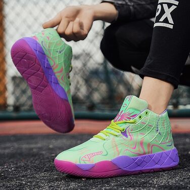 Чоловічі баскетбольні кросівки для студентів, антиковзаючі, зносостійкі, модні спортивні кросівки, великі розміри. Червоно-зелені (45 EU, Lvzi)