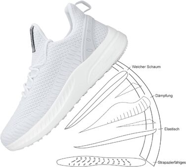 Жіночі кросівки Feethit для бігу та фітнесу: легкі, дихаючі, з гумовою підошвою, розмір 40 EU, білі