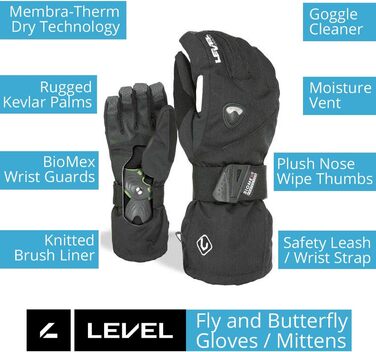 Жіночі лижні рукавички Level Butterfly чорні S/M