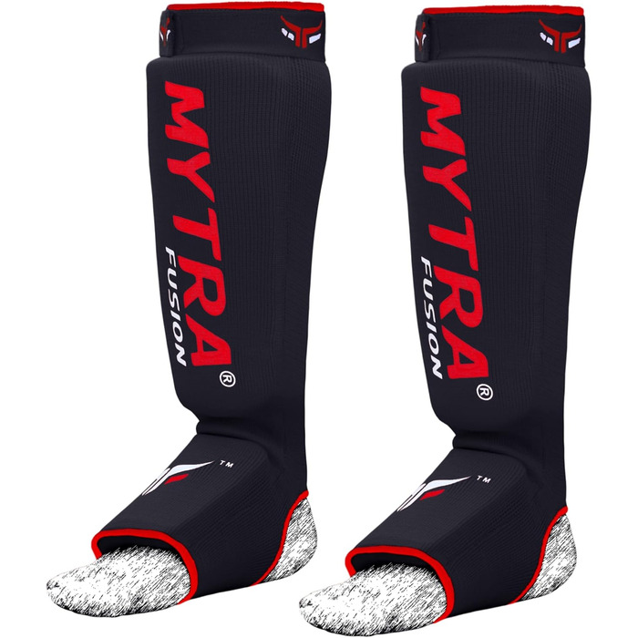 Захисні щитки Mytra Fusion для гомілки L-XL, чорні – для кікбоксингу, MMA, муай-тай, карате, кросфіту, боксу