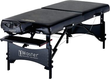 Складаний масажний стіл Master Massage Galaxy 71 см, переносний, косметологічна кушетка, дерев'яні ніжки, чорний, з чохлом