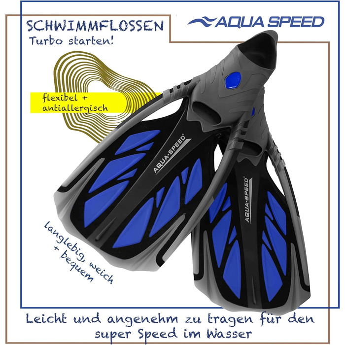 Ласти Aqua Speed Inox для дорослих, унісекс, 38/39, сірі/сині, для плавання