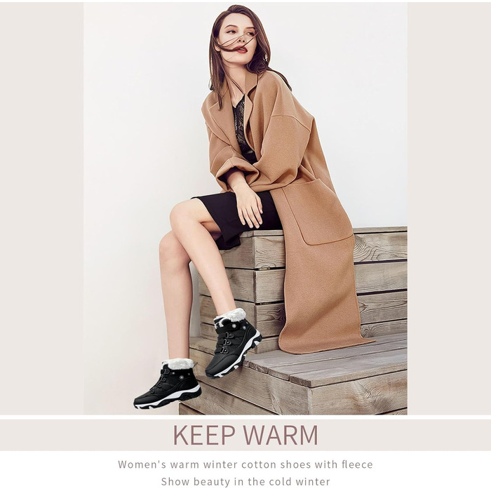 Зимові чоботи VITIKE для жінок, теплі, з підкладкою, снігоступи, осінні, туристичні, зимові, білі, зелені (37 EU, чорний та білий)