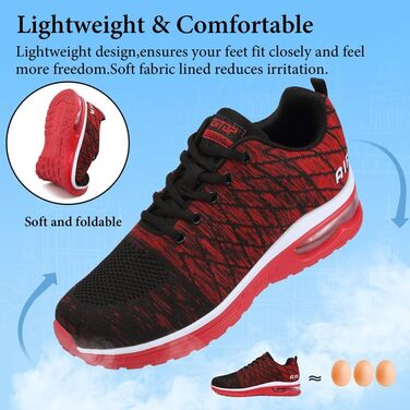 Чоловічі кросівки для бігу та занять спортом: Air Cushion, зручні та дихаючі, чорно-червоні (40 2/3 EU)