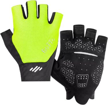 ROTTO Велосипедні рукавички напівпальці, посилені, для шосе, гірського велосипеда, їзди, унісекс (неоновий жовтий, M)