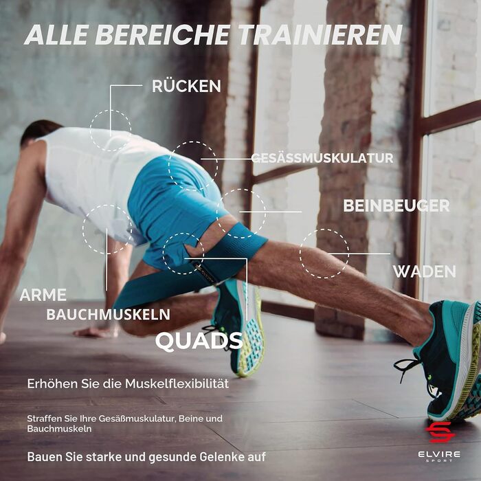 Еспандери для фітнесу ELVIRE SPORT (3 шт.) - гумові стрічки для сідниць, ніг, схуднення, йоги, пілатесу, кросфіту для жінок та чоловіків