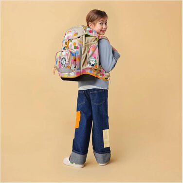 Ергономічний шкільний рюкзак ergobag Schulranzen-Set Flower Powbär (Бежевий) — комплект із 6 предметів для 1 класу початкової школи, унісекс