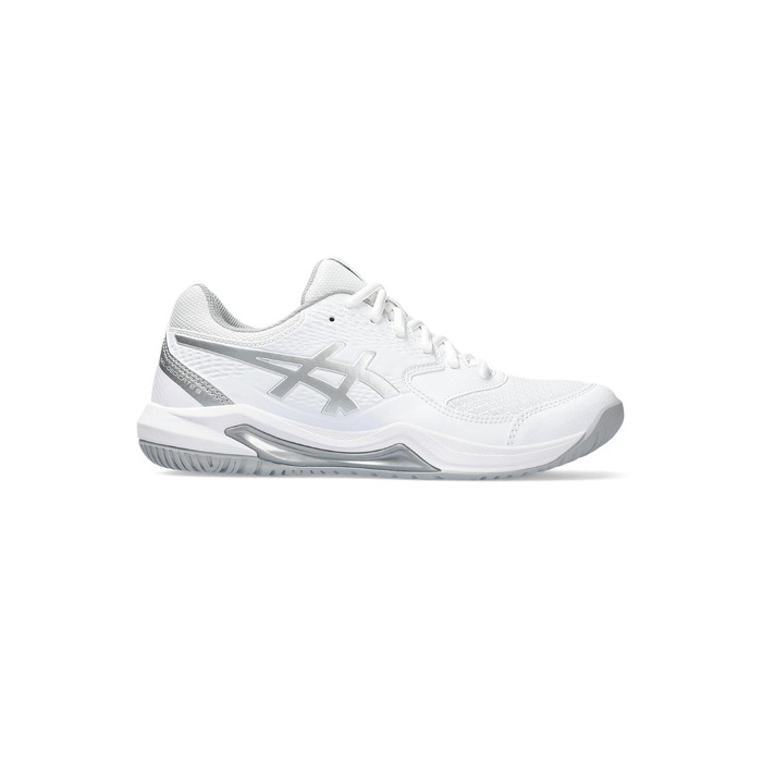 Жіночі тенісні кросівки ASICS Dedicate 8, білі з сріблястими елементами, розмір 37 EU
