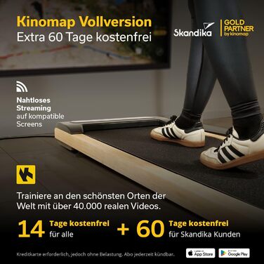 Бігова доріжка Skandika Walking Pad Nordik для дому, 6/12 км/год, LED-дисплей, пульт, регулювання нахилу, фітнес для офісу, натуральний дуб