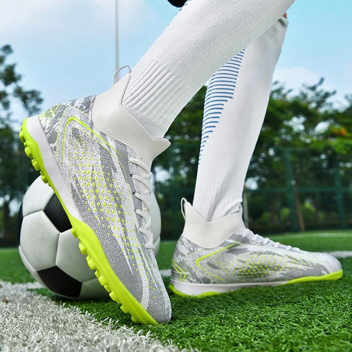 Дитячі футбольні бутси Donbest для хлопчиків: штучний газон, AG, FG, штифти, професійне тренування (4 білий, 34 EU)