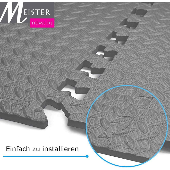 Захисні мати-пазли Meisterhome 60x60x1 см, 15 шт, антрацит, набір для підлоги 5,4 м² – підкладка для спортзалу, фітнесу, тренувань, спортмат, підлогова захисна мата
