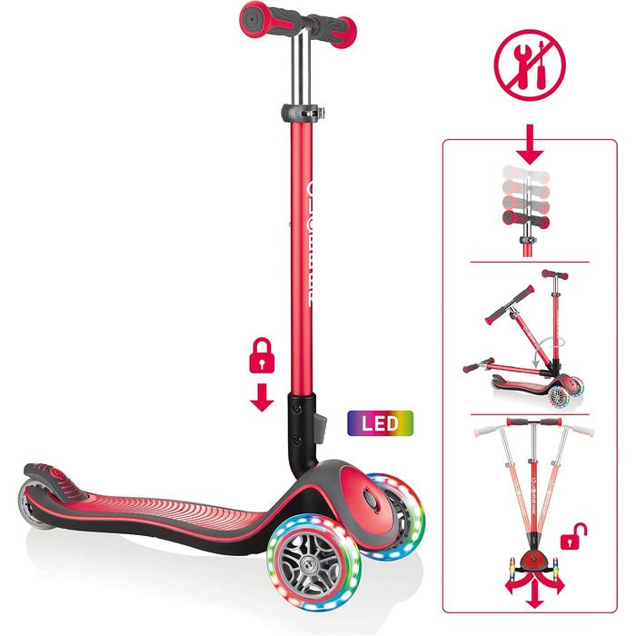 Дитячий самокат Globber Elite Roller, 3 колеса, LED, регульована висота, ABEC 5, для дітей від 3 років