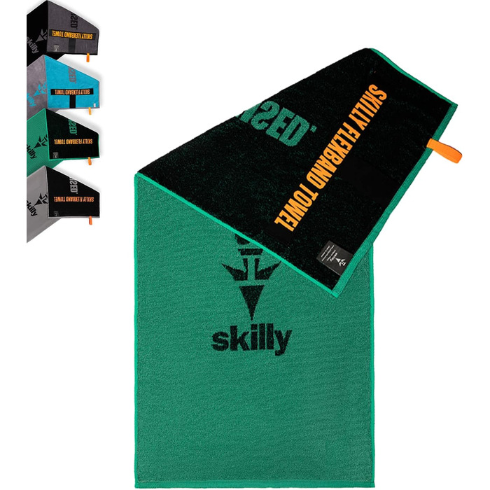 Спортивне рушник Skilly FBT120 для фітнесу | Антиковзаюче покриття, бавовна, 120x50 см | Green/Black