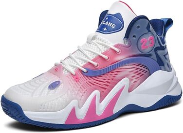 Спортивні кросівки для баскетболу та бігу, дитячі, високі, дихаючі, з амортизацією, антиковзаючі, 38 EU, білі/фіолетові