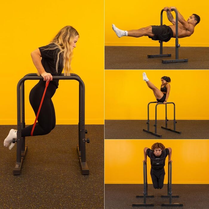Паралети Gravity Fitness XL, регульовані бруси для калістеніки та домашнього спортзалу, 38 мм ручки для віджимань, L-сіту, підтягувань, міцні турнік-бруси для силових тренувань