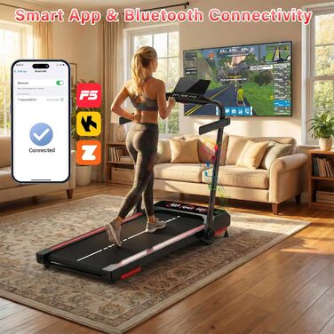 Тренажер для дому Laufband з нахилом 10%, швидкості 1-12 км/год, складний Walking Pad, 3.5HP, з Bluetooth-динаміком, 12 програм, APP та LED-дисплеєм (Чорний)