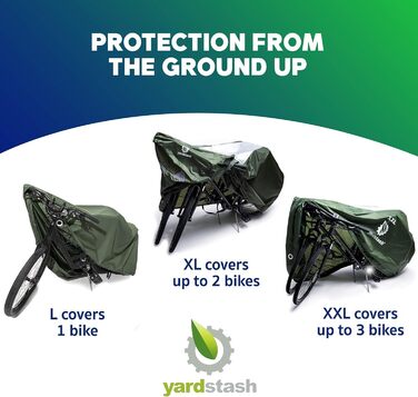 Чохол для велосипеда: міцний, стійкий до погодних умов захист для велосипедів та триколісних велосипедів, з UV-захистом та водонепроникними швами, включає сумку для перенесення (L-зелений)