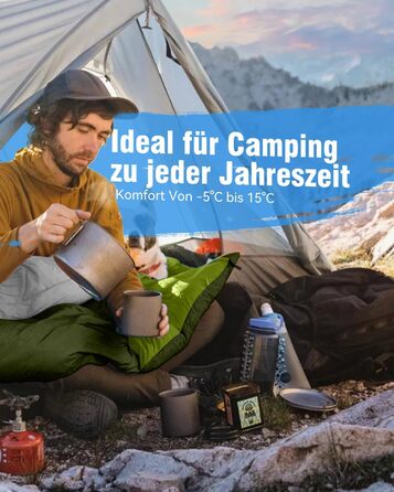 Спальний мішок 3-4 сезони, водонепроникний, ультралегкий, 220*75 см (зелений)