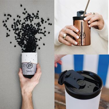 Термокружка 24BOTTLES Travel Tumbler 350 мл, термос для кави та чаю, нержавіюча сталь, герметична кришка, зберігає тепло 6 годин/холод 24 години, екологічна пляшка Atlantic Bay
