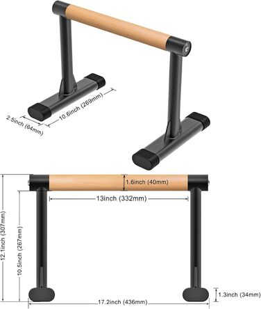 Паралелетки Kipika для віджимань та висипань, фітнес-паралелетки для гімнастики та силових тренувань, 600 lbs (272 кг) вантажопідйомність, 12' (365 см) висота