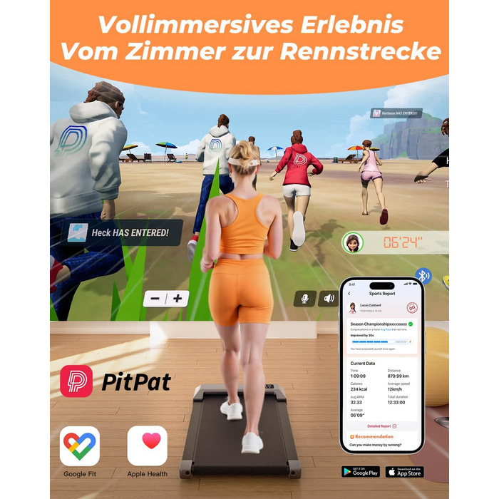 Walking Pad Lacuffy 2.5 HP: Біговий килимок для дому зі столом, Smart App, 136 кг, сірий, 80 см