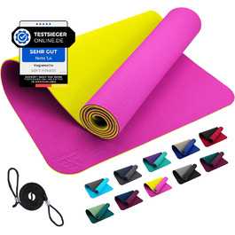 Килимок для йоги REFIT FITNESS Perfect-Fit 190 x 60 x 0,6 см з нековзким покриттям GeckoGrip & Sensi-Plus TPE + ремінь для перенесення. Безпечний, екологічний, для фітнесу та гімнастики. Доступні кольори: рожевий, жовтий