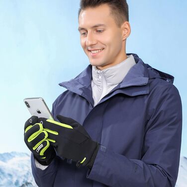 Водонепроникні зимові рукавички KynciLOR для чоловіків та жінок, рукавички для мотоцикла, гірськолижного спорту, бігу, з сенсорним екраном, неслизьке силіконове покриття, теплі рукавички, зелені