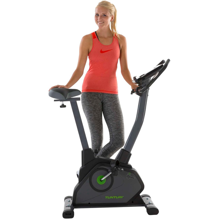 Велотренажер Tunturi Cardio Fit E35 з датчиком пульсу, LCD-дисплеєм та тримачем для планшета — для домашніх тренувань, реабілітації та початківців