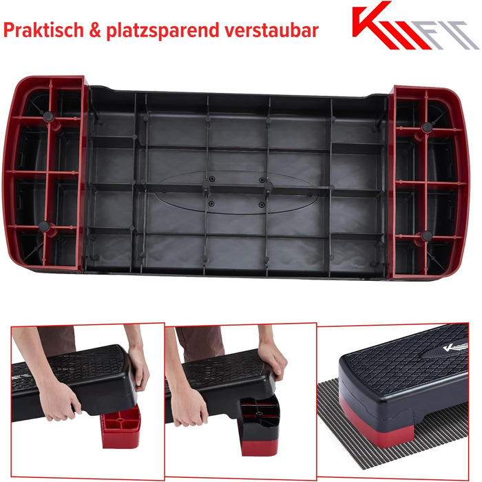 Степпер для дому KM-Fit | Степ-бенч для фітнесу з регулюванням висоти | Спортивний степпер для аеробіки до 200 кг