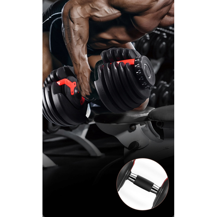 Регульовані обгумовані гантелі Fitli 1 x 24 кг