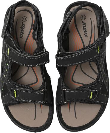 Чоловічі сандалі JOMIX для активного відпочинку та подорожей, на липучках, чорні (45 EU)