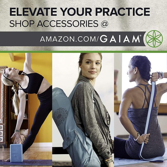 Килимок для йоги Gaiam Premium Print, антиковзкий, для фітнесу, пілатесу та всіх видів йоги