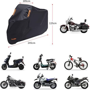 Водонепроникна накидка для мотоцикла, 210D Oxford, XL - захист від подряпин, з отворами для замка, підходить для Harley-Davidson, Honda, Yamaha, Suzuki, Kawasaki