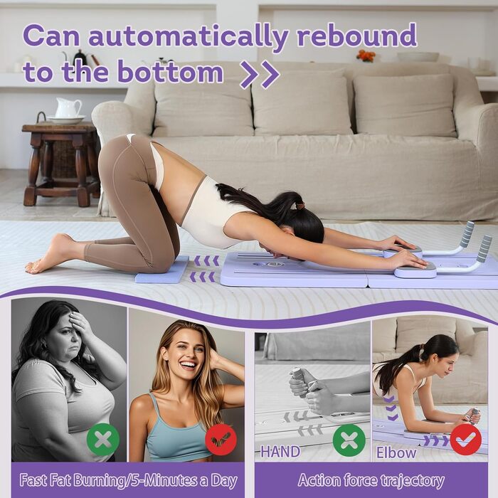 Оновлений тренажер Pilates Reformer для дому, багатофункціональна дошка для пресу, автоматичне повернення AB ролика, обладнання для тренування всього тіла