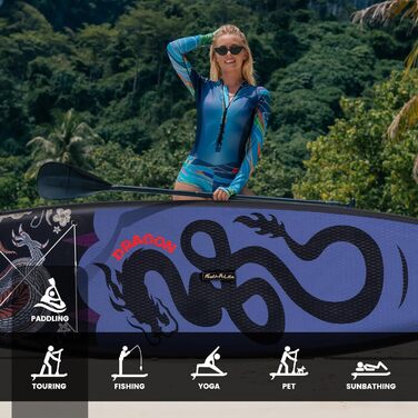 SUP дошка FEATH-R-LITE надувна з насосом, рюкзаком та лішем - чорна для дорослих