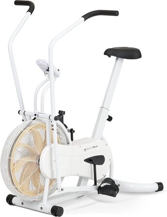 Фітнес-велотренажер SportPlus Air Bike з повітряним опором, сумісний з додатком, для HIIT, домашній кардіотренажер, LED-дисплей, до 100 кг, Snow/Sun (нова модель)