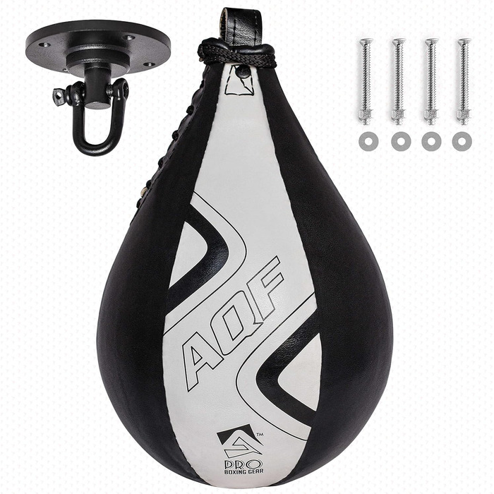 Набір для боксу AQF: боксерський мішок, перчатки, захист, чорний та білий, Pro