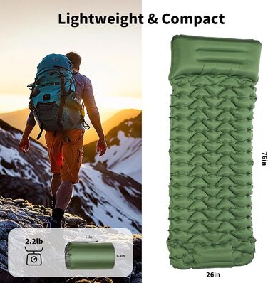 Саморозгортальний килимок для кемпінгу TVWVT, ультралегкий, з ножною помпою