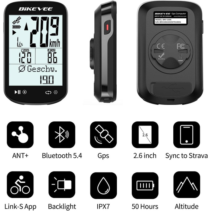 Велокомп'ютер GPS бездротовий ANT+ Bluetooth 2.6