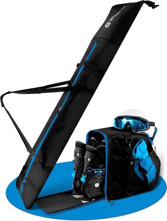 Набір для лижного спорядження STYNGARD: мішок для лиж (120-160 см) та чохол для лижних черевиків з відділенням для шолома (40 л), St. Moritz (чорний-синій)