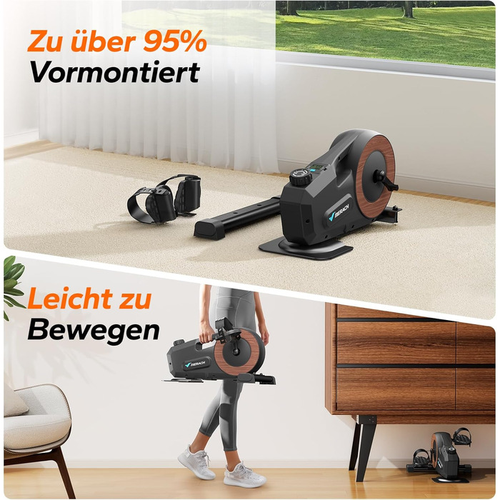 MERACH Педалетраннер для дому: міні-тренажер для літніх людей, тихий та з неслизькою поверхнею, з LCD-дисплеєм, 8 рівнів магнітного опору, переможець тесту 2025, велотренажер для столу в офіс