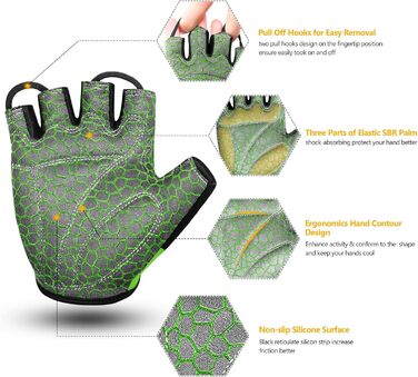 Велосипедні рукавички для чоловіків Daen Soer - рукавички напівпальці для гірського велосипеда, шосе, даунхілу, повсякденного використання (зелені, розмір M)
