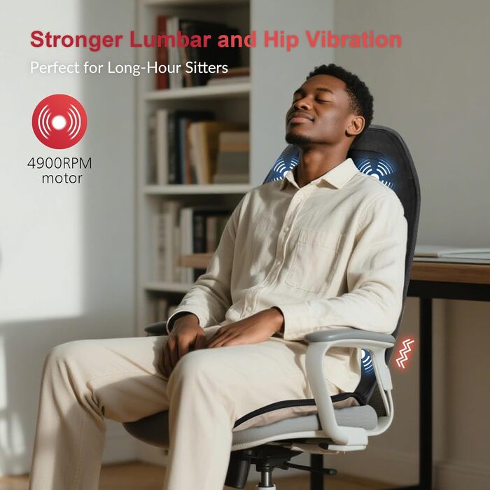 Масажне сидіння Comfier з підігрівом - 10 вібраційних моторів, масажер для крісла, масажна підстилка для спини, подарунок для чоловіків/жінок/мами/тата
