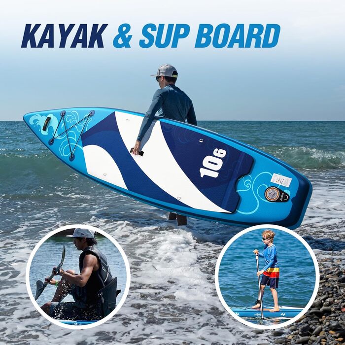 Надувний SUP-борд Zupapa 366см/320см з аксесуарами | Stand Up Paddle Board з сидінням для каяка | Комплект
