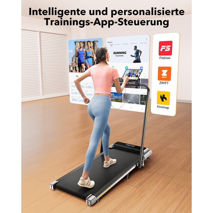 Бігова доріжка для дому з нахилом, 2-в-1 Walking Pad, 12 км/год, складана, 2.5HP, під стіл, для офісу та дому, з додатком і пультом
