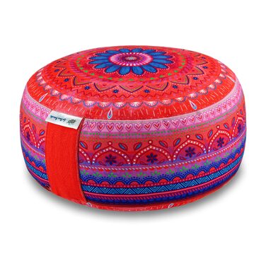 Подушка для медитації Bine Brändle Mandala: подушка для йоги, підлогова подушка, висота 15 см, наповнювач лузги гречки, сертифікат GOTS, бавовняний чохол (Червоне щастя)
