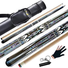 Професійний більярдний кий Tai BA, 19 ounce, 2-секційний, канадський клен, 11,75 мм наконечник, 144,8 см, блакитний, червоний, сірий, зелений